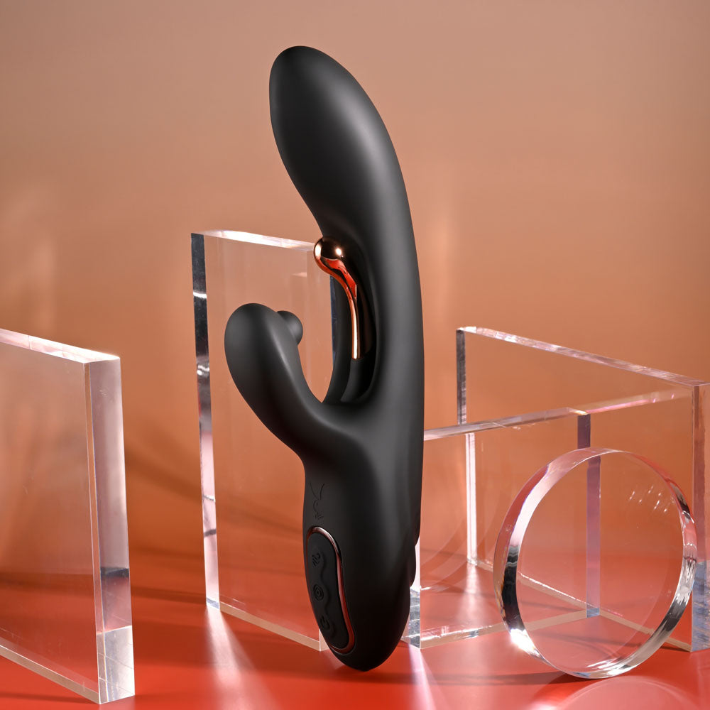 Playboy Pleasure AUREUS 22.7 cm USB Rabbit Vibrator with Flicker - Black