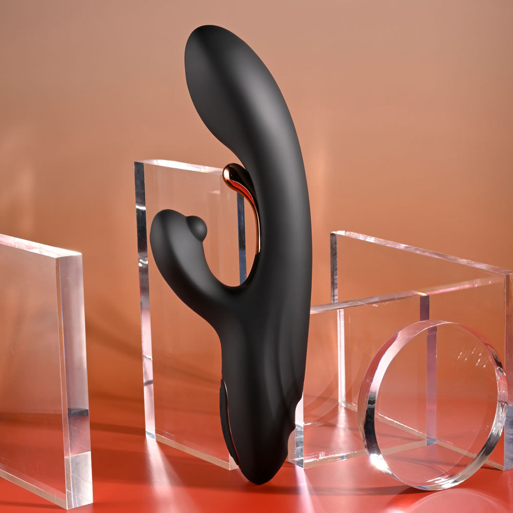 Playboy Pleasure AUREUS 22.7 cm USB Rabbit Vibrator with Flicker - Black