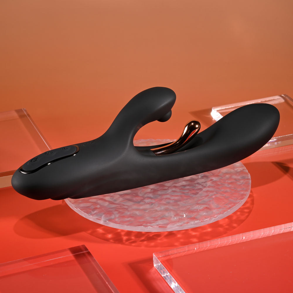 Playboy Pleasure AUREUS 22.7 cm USB Rabbit Vibrator with Flicker - Black