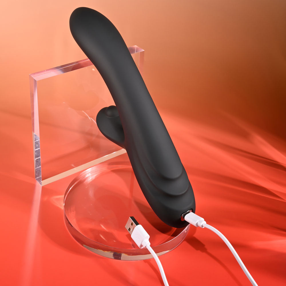 Playboy Pleasure AUREUS 22.7 cm USB Rabbit Vibrator with Flicker - Black