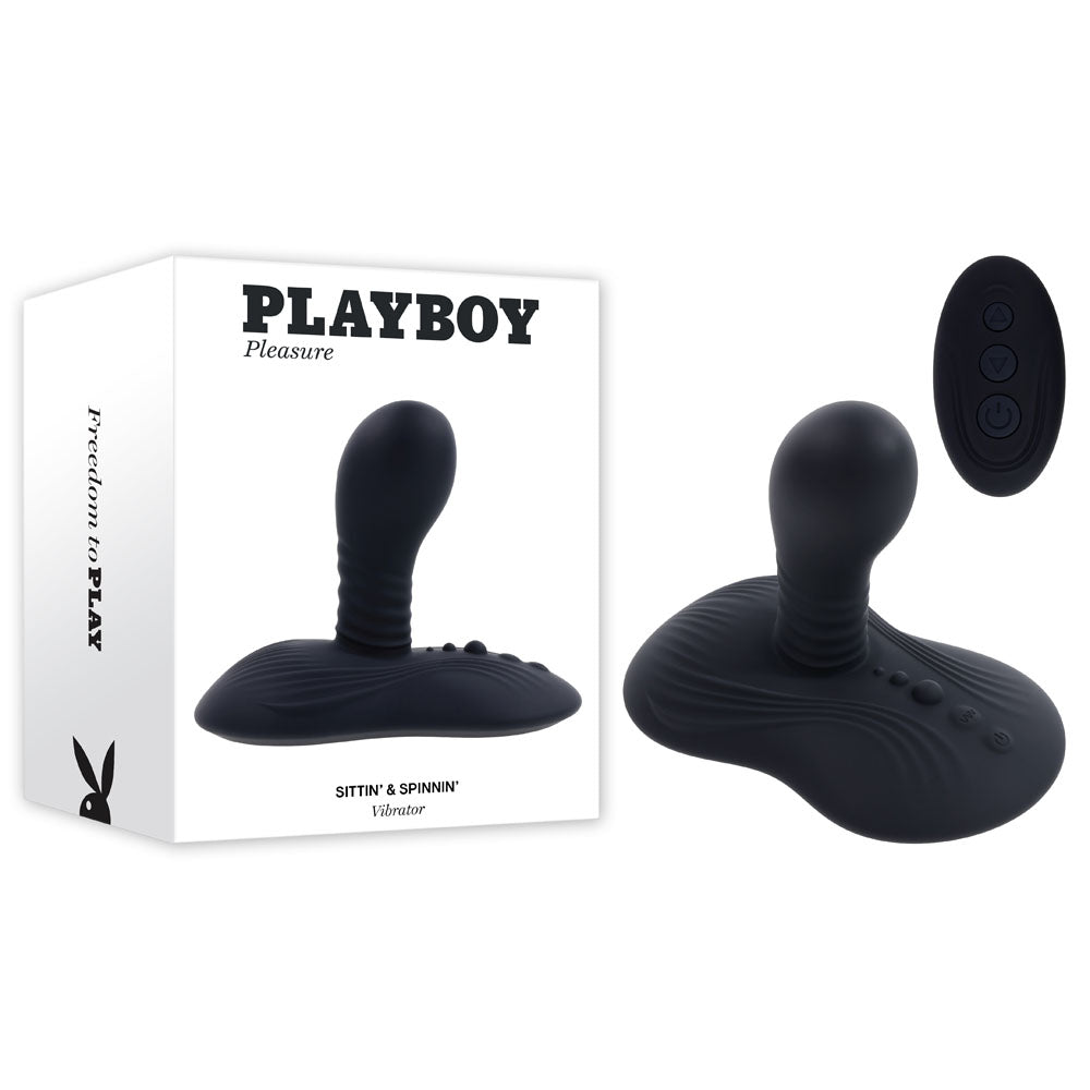 Playboy Pleasure SITTIN & SPINNIN -  USB Rechargeable Spinning Vibrator & Grinder Pad with Remote