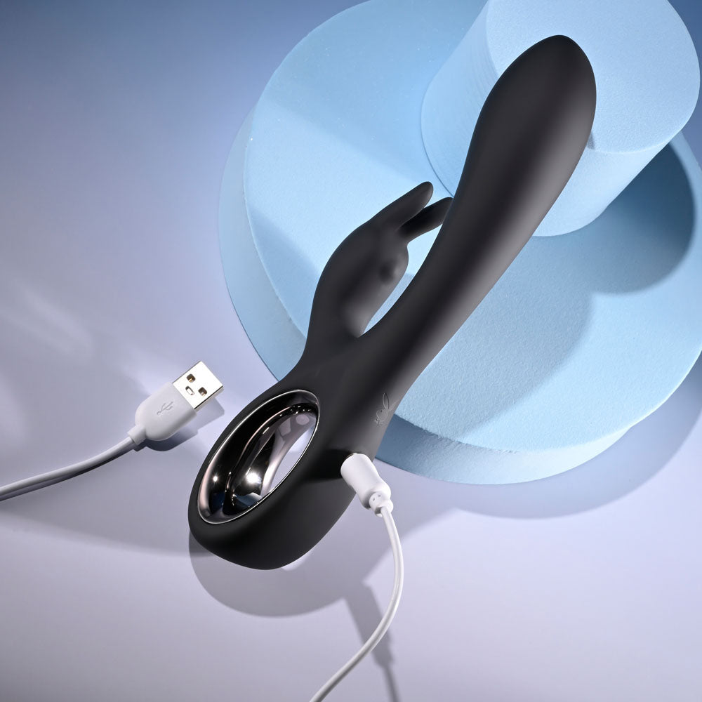 Playboy Pleasure LATE NIGHT BUNNY 20 cm USB Rabbit Vibrator - Black