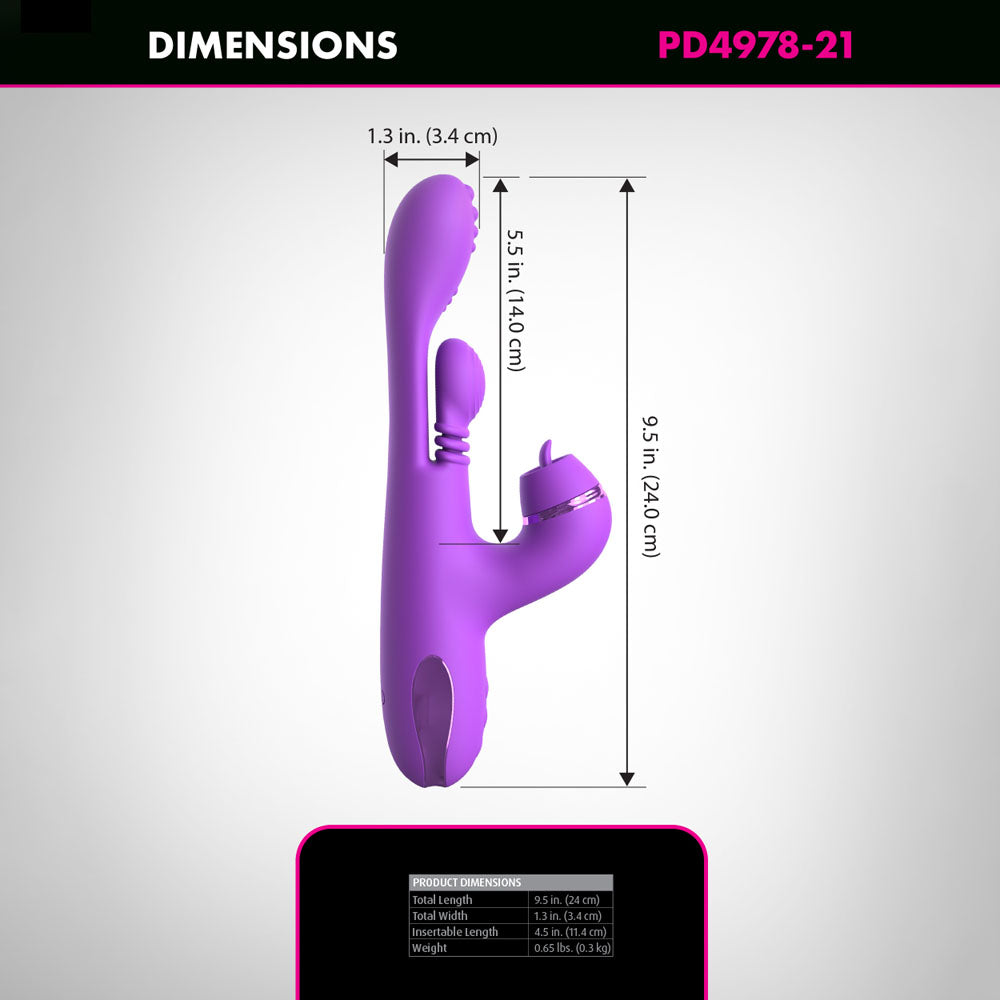 Inti-Motion Pulse Pro 24 cm USB Rechargeable Swirling & Flicking Rabbit Vibrator