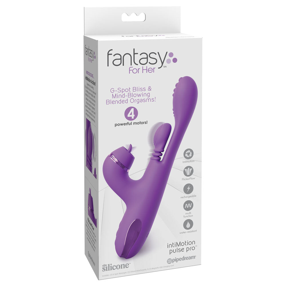 Inti-Motion Pulse Pro 24 cm USB Rechargeable Swirling & Flicking Rabbit Vibrator