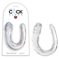 King Cock 13 inch Clear Double Trouble Dildo - Small Clear