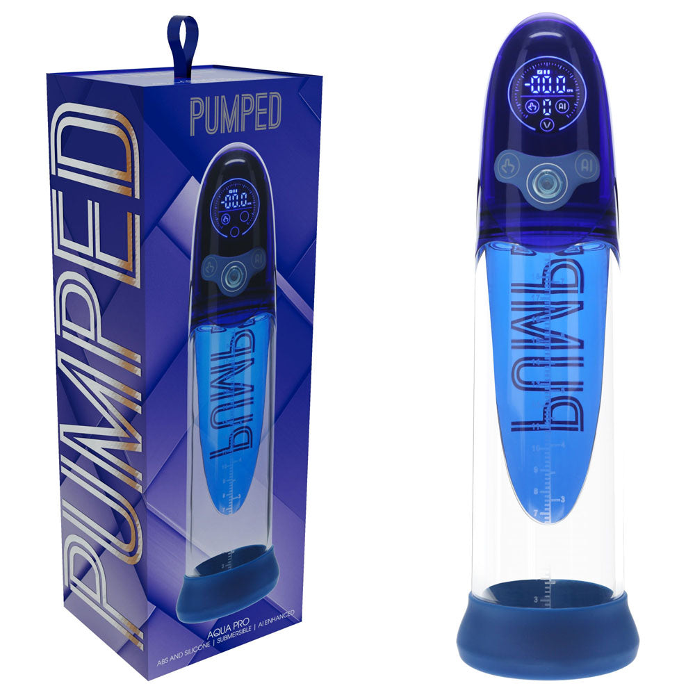 PUMPED Aqua-Pro Automatic &  AI-Enabled Submersible Penis Pump - Blue