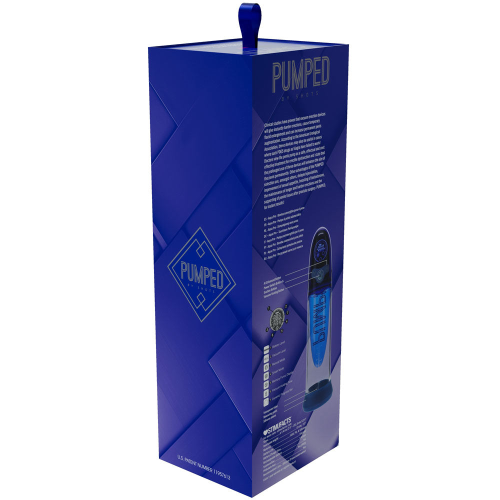 PUMPED Aqua-Pro Automatic &  AI-Enabled Submersible Penis Pump - Blue
