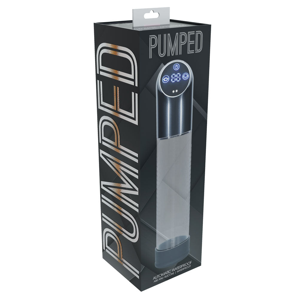 PUMPED Automatic Waterproof USB Rechargeable Penis Pump - Gunmetal/Clear