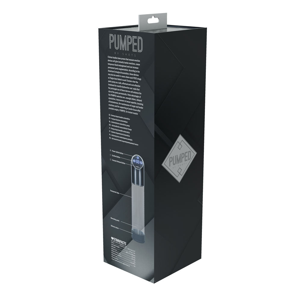 PUMPED Automatic Waterproof USB Rechargeable Penis Pump - Gunmetal/Clear