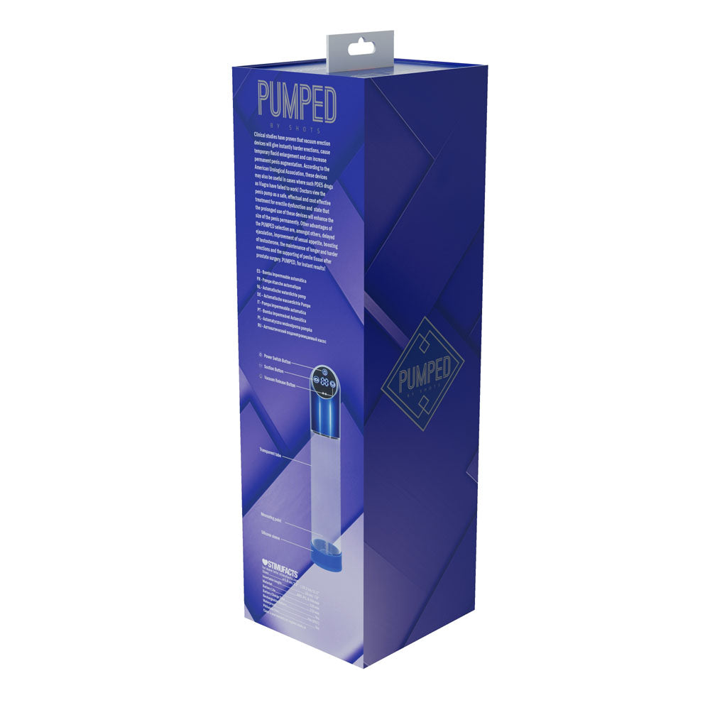 PUMPED  Waterproof Automatic USB Rechargeable Penis Pump - Blue/Clear