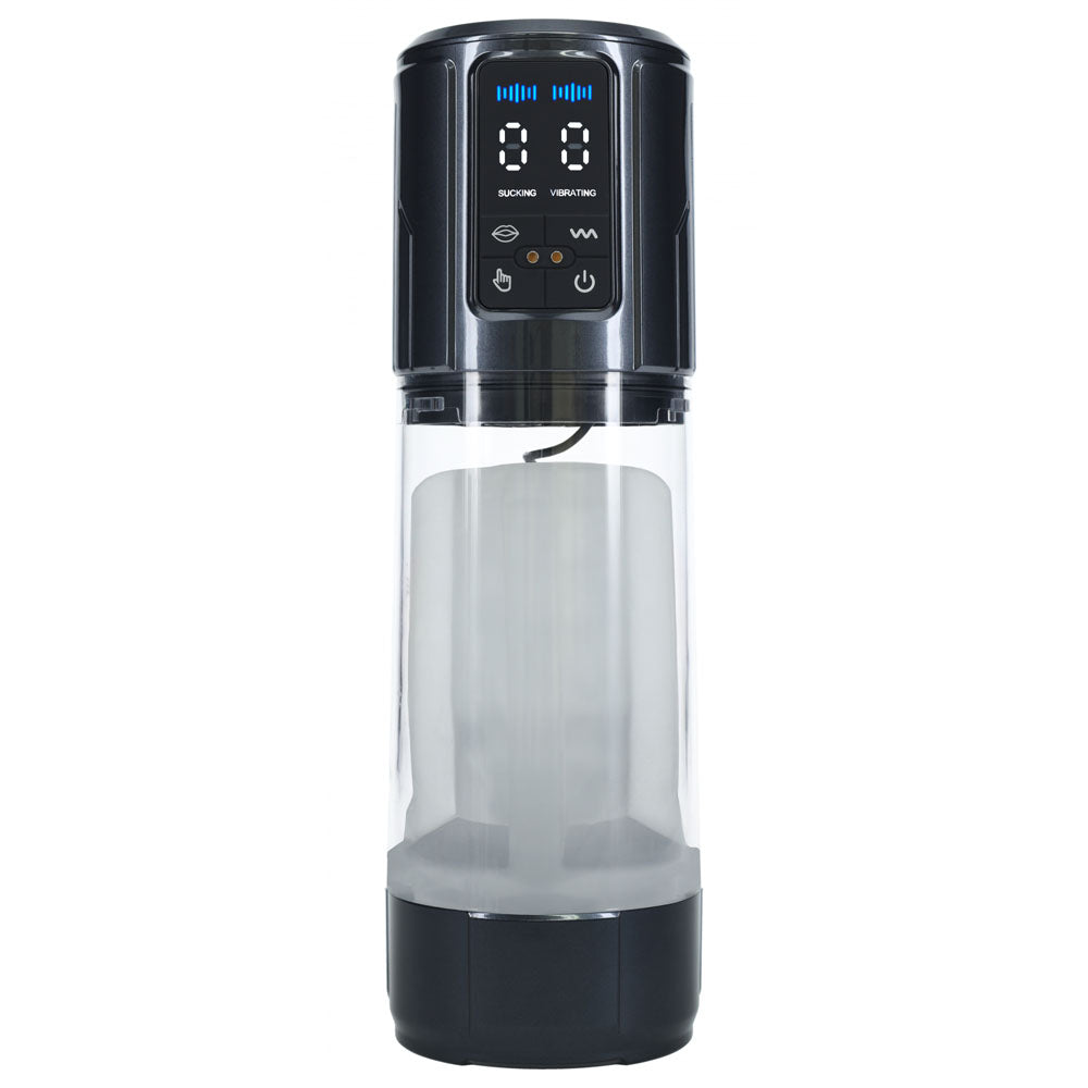 PUMPED Ultra-Lift Rechargeable Automatic Masturbator - Gunmetal Grey/Clear