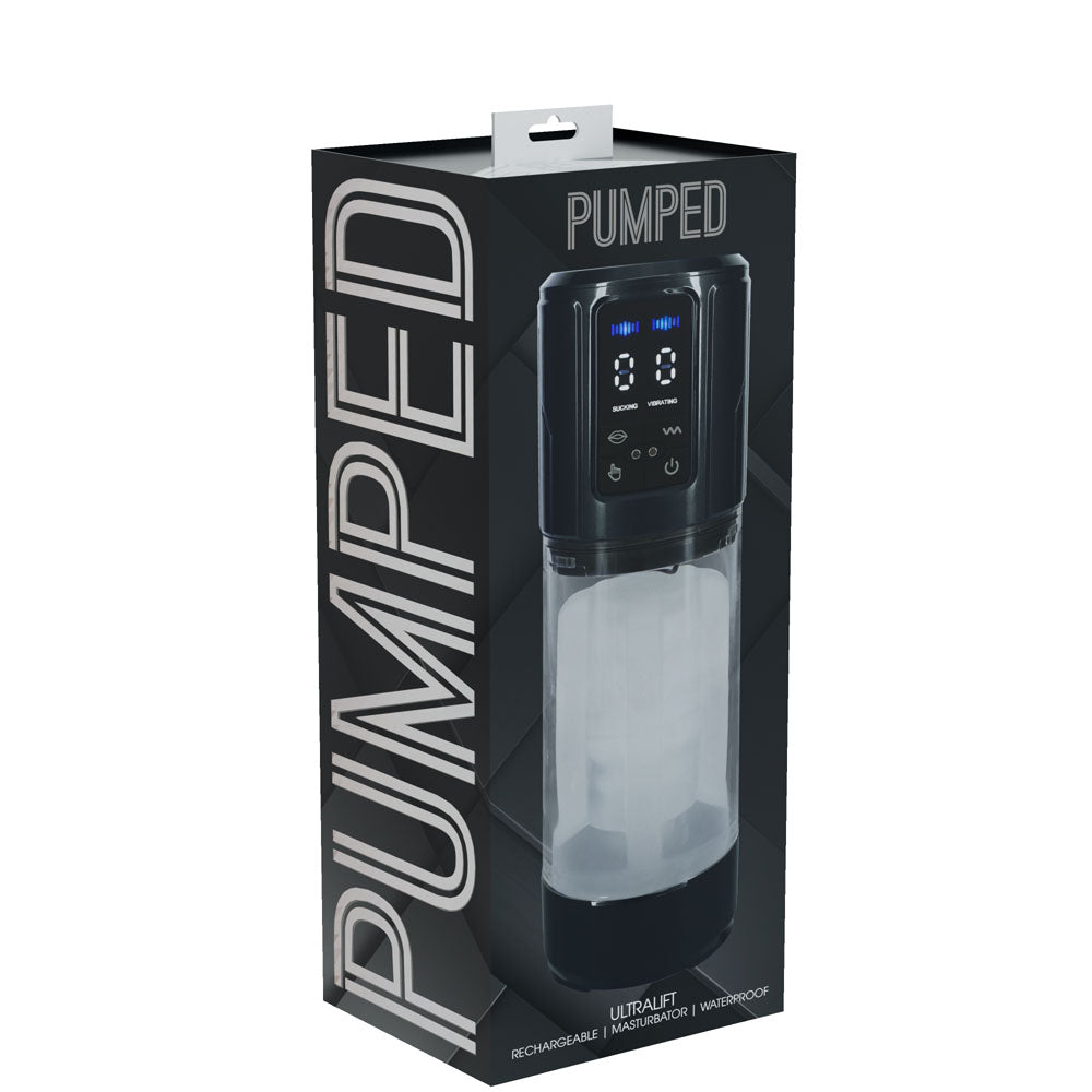 PUMPED Ultra-Lift Rechargeable Automatic Masturbator - Gunmetal Grey/Clear