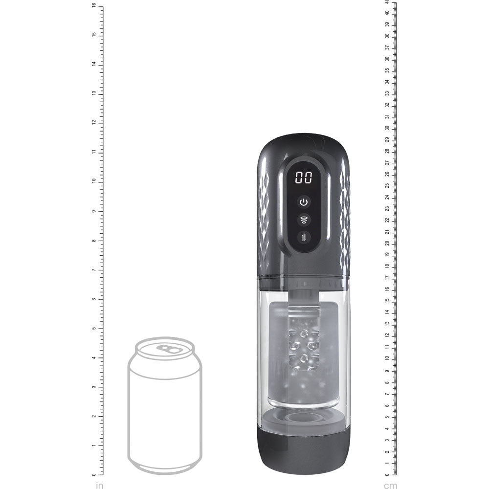 PUMPED Vortex Sucking Rotating & Thrusting Auto Masturbator - Grey/Clear