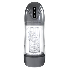 PUMPED Sonic-Pull Rechargeable Sucking & Vibrating Auto Masturbator - Gunmetal Grey/Clear