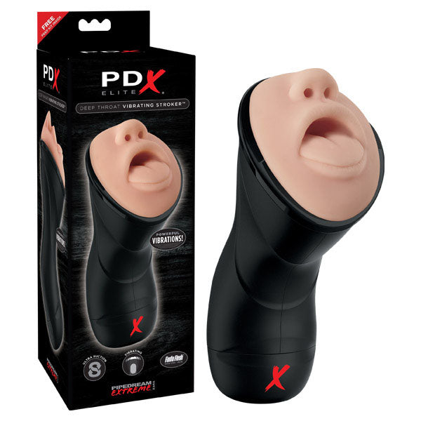 PDX Elite Deep Throat Vibrating Mouth Stroker