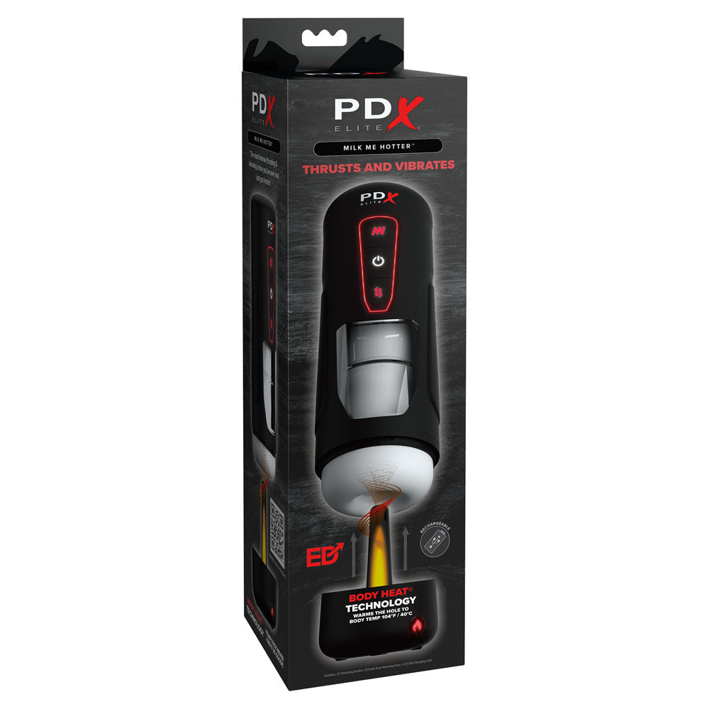PDX Elite Milk Me Hotter USB Rechargeable Thrusting Heating & Vibrating Auto Stroker