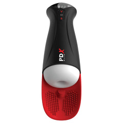 PDX Elite Fap-O-Matic Pro XL - White/Red - White USB Rechargeable Auto Stroker