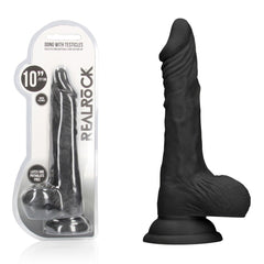 REALROCK 10'' Realistic Dong with Balls - Black - Black 25.4 cm Dong