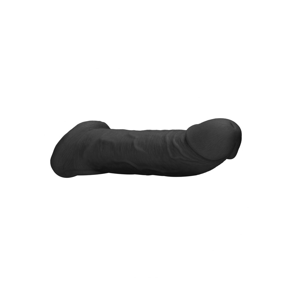 REALROCK 9'' Realistic Penis Extender with Rings - Black - Black 22.9 cm Penis Extension Sleeve