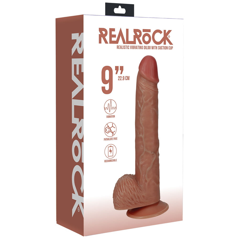 REALROCK 23cm Vibrating Cock with Balls - Tan