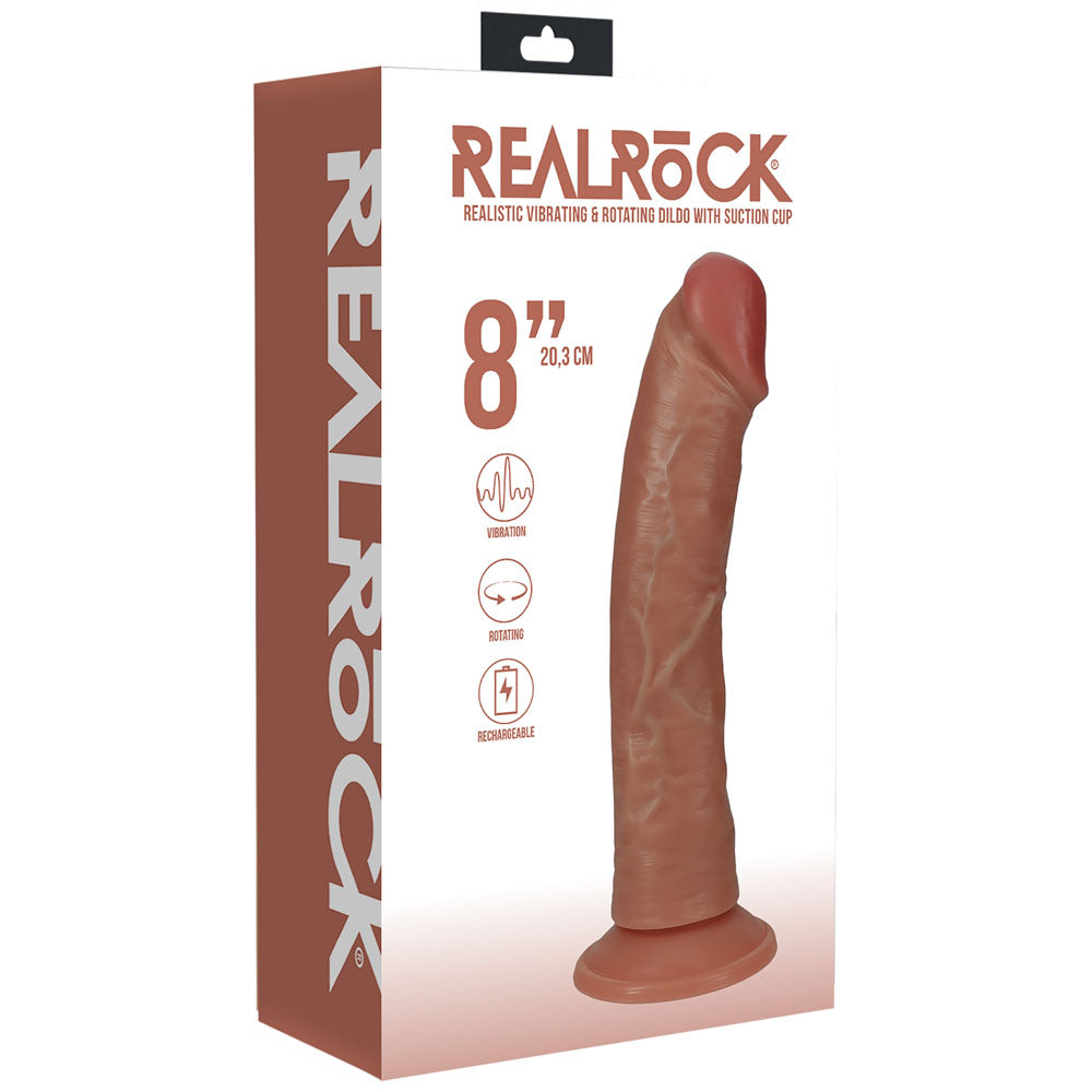 REALROCK 20cm Vibrating & Rotating Cock - Tan