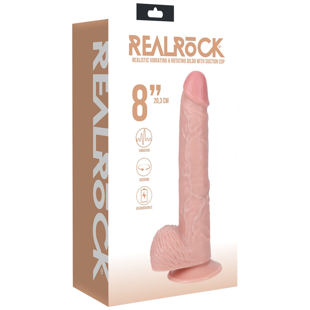 REALROCK 20cm Vibrating & Rotating Cock with Balls - Flesh
