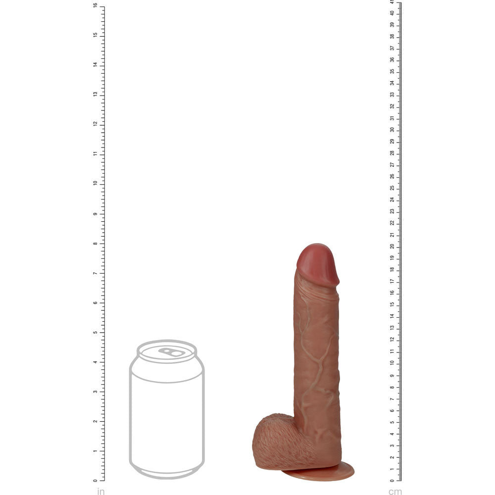 REALROCK 20cm Vibrating & Thrusting Cock with Balls - Tan