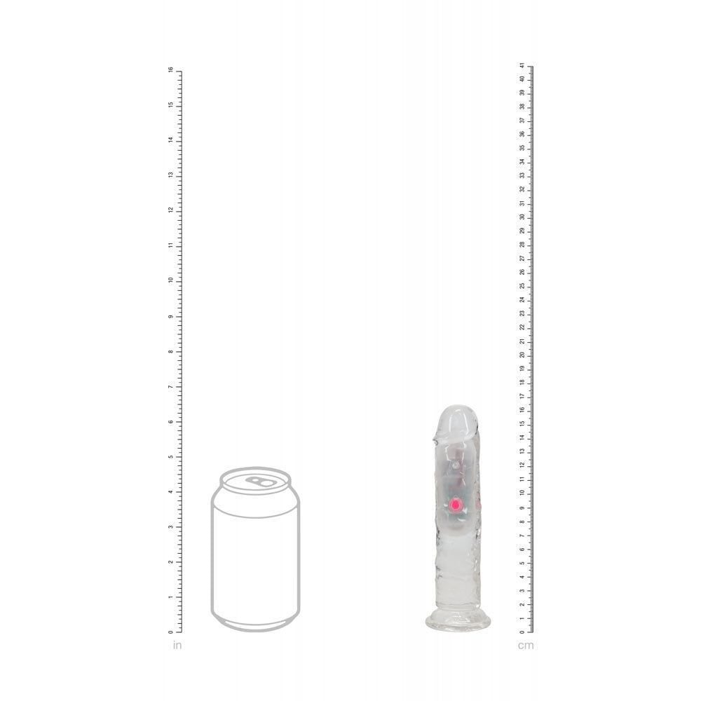 REALROCK 16.2cm Vibrating Dong with LED & Remote - Clear