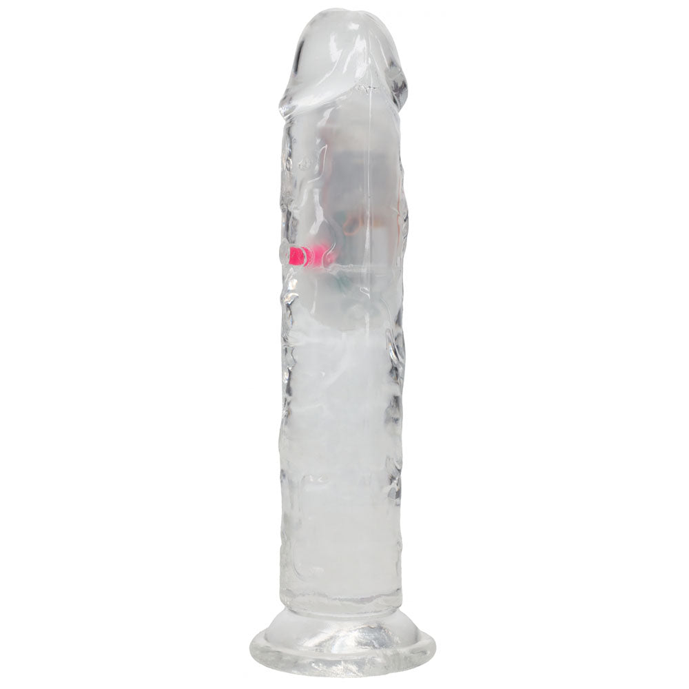 REALROCK 19.5cm Vibrating Dong with LED & Remote - Clear