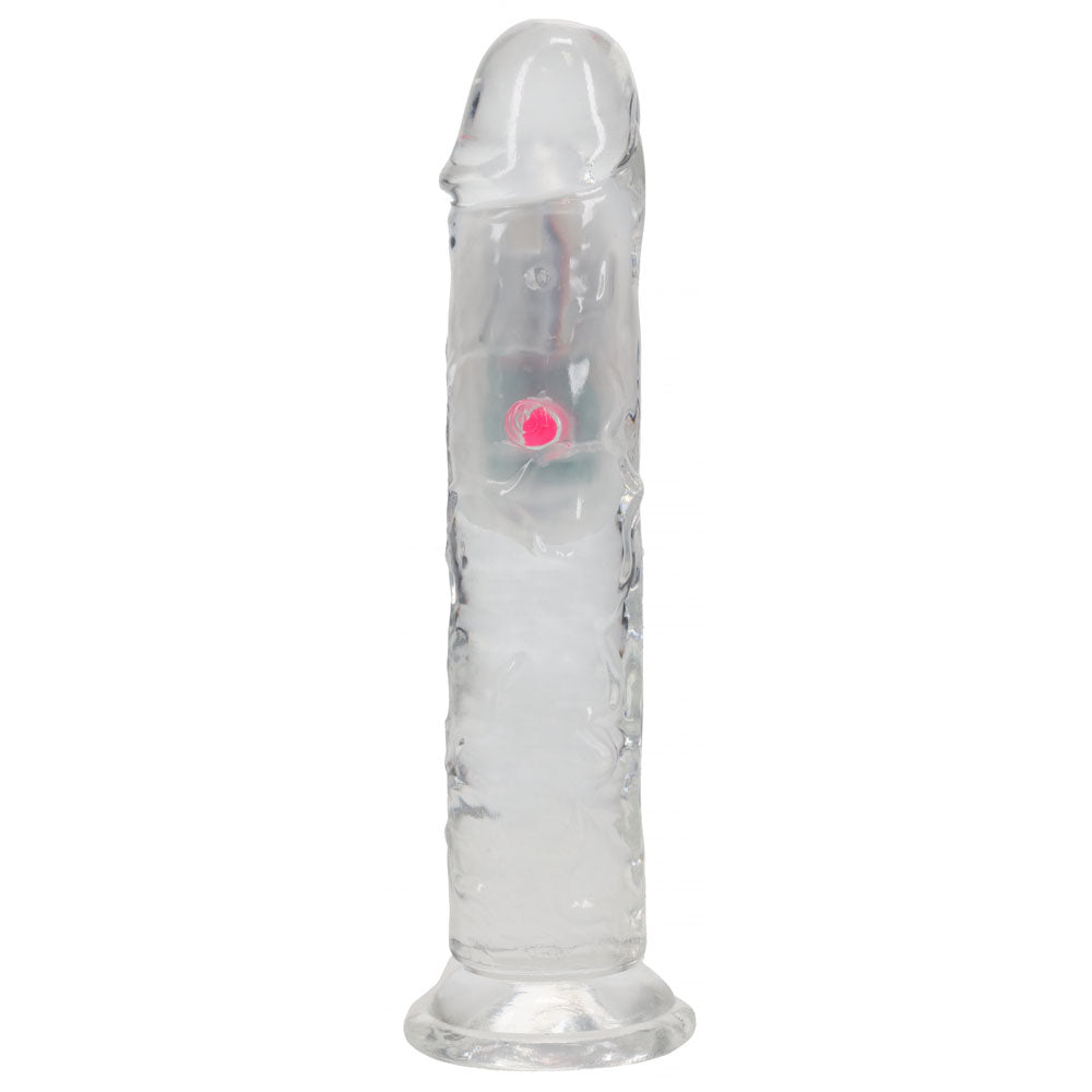 REALROCK 19.5cm Vibrating Dong with LED & Remote - Clear