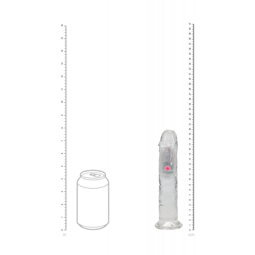 REALROCK 19.5cm Vibrating Dong with LED & Remote - Clear
