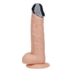 REALROCK Metal Head 8'' Rechargeable Dildo - Flesh - Flesh 22 cm USB Rechargeable Vibrating Dildo with Metal Head and Wireless Remote