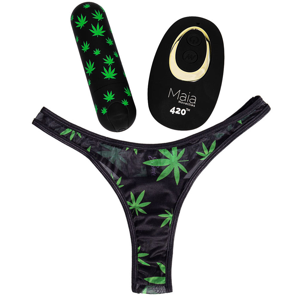 Maia 420 PANTY VIBE with Black USB Rechargeable Bullet & Remote Size S/M