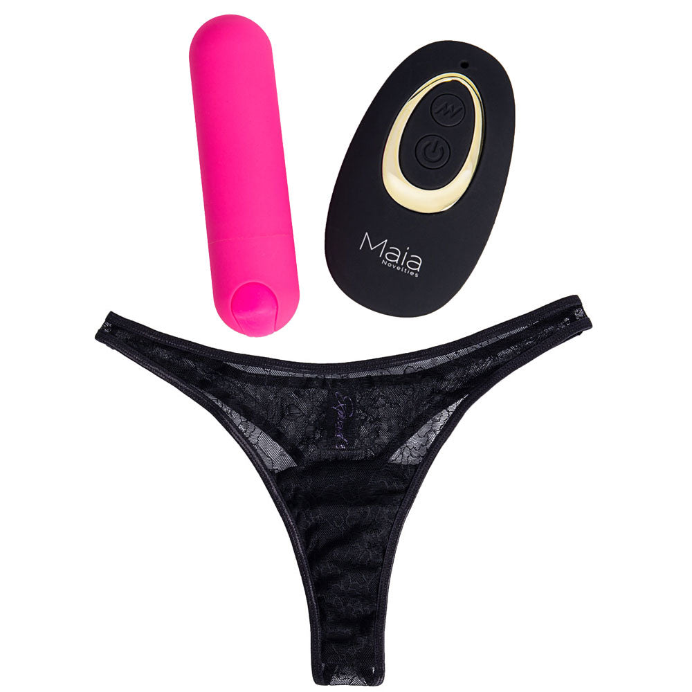 Maia DATE NIGHT PANTY VIBE with Pink USB Rechargeable Bullet & Remote Size S/M