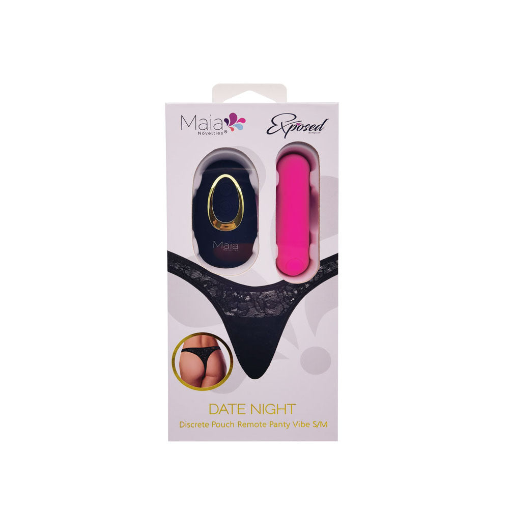 Maia DATE NIGHT PANTY VIBE with Pink USB Rechargeable Bullet & Remote Size S/M