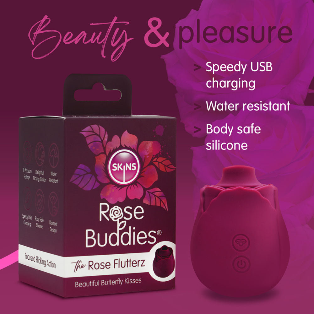 Skins Rose Buddies FLUTTERZ Clit Stim Rose - Maroon