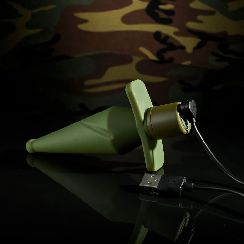 Selopa THE PRIVATE Tapered Vibrating Anal Plug - Army Green