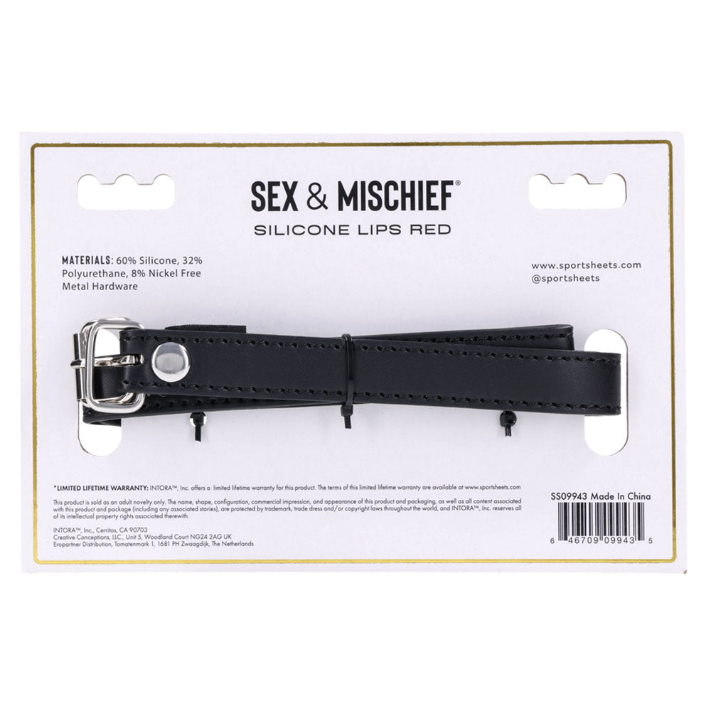 Sex & Mischief Silicone Lips Mouth Gag - Red - Red Mouth Restraint