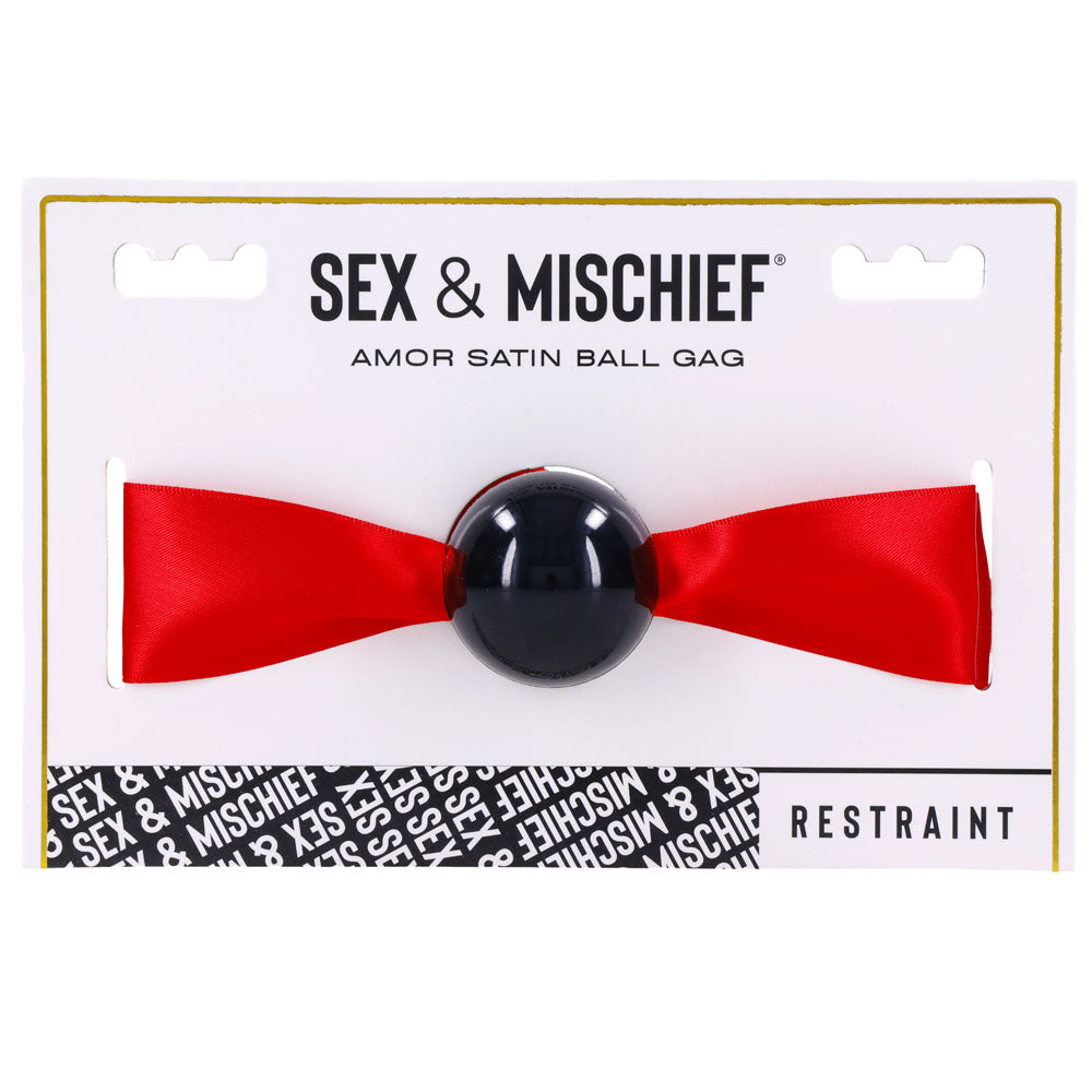 Amor Satin Ball Gag - Red