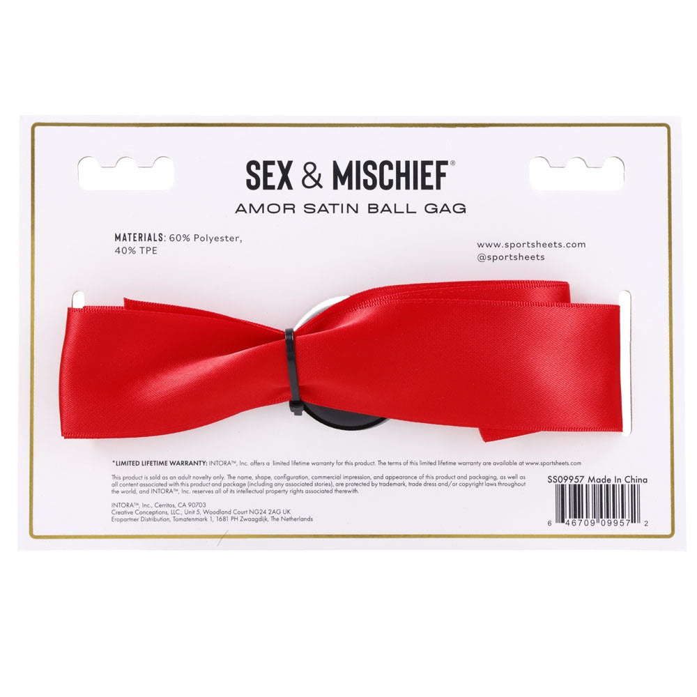 Amor Satin Ball Gag - Red