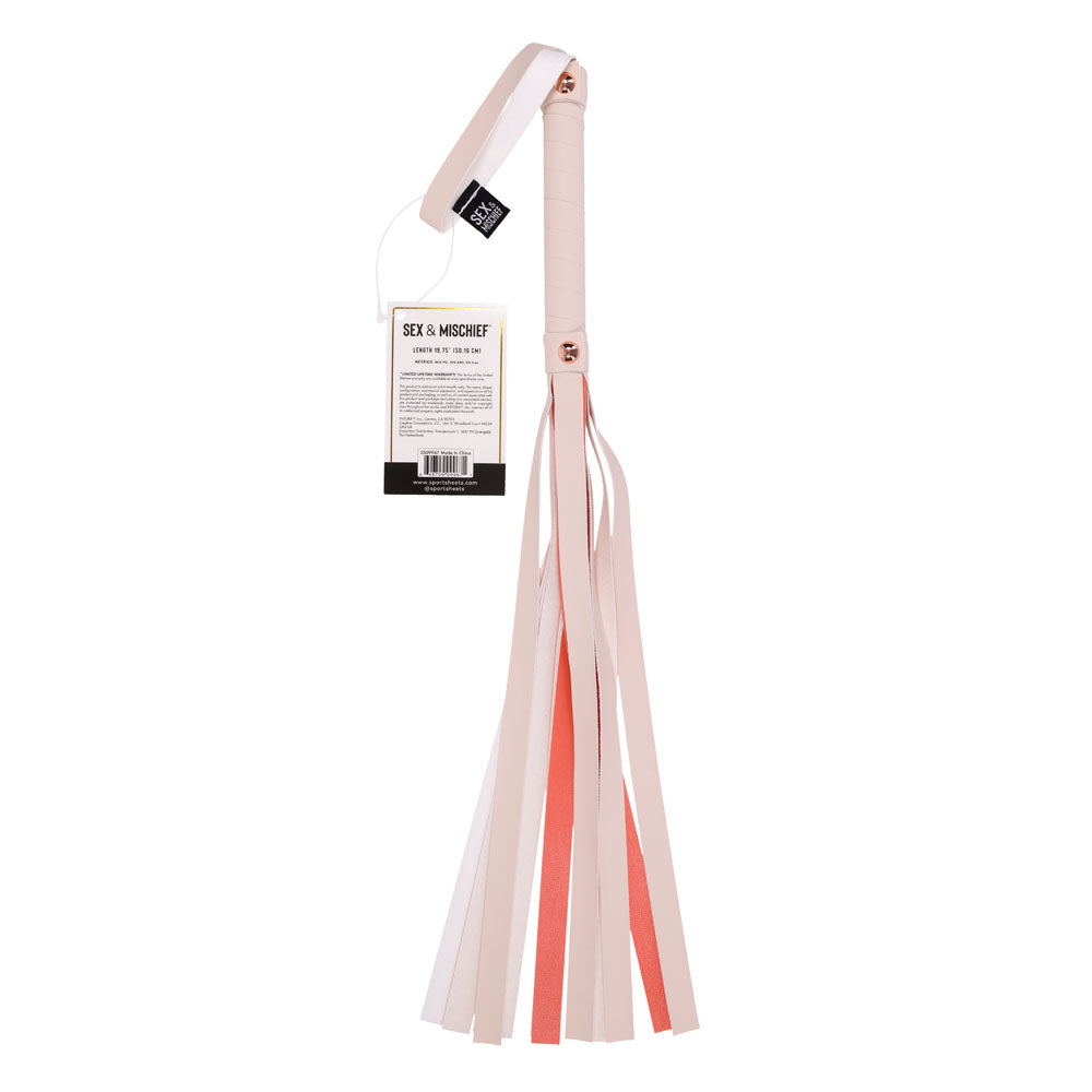 Sex & Mischief Peaches n CreaMe Striped Flogger Whip - Peach 80 cm