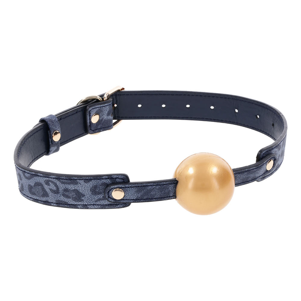 Sex & Mischief Cougar Vented Ball Gag - Navy & Gold