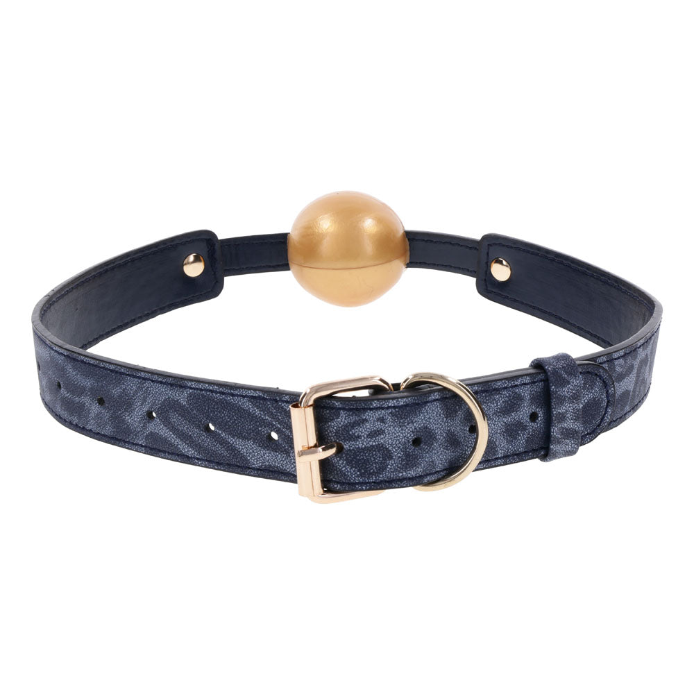 Sex & Mischief Cougar Vented Ball Gag - Navy & Gold