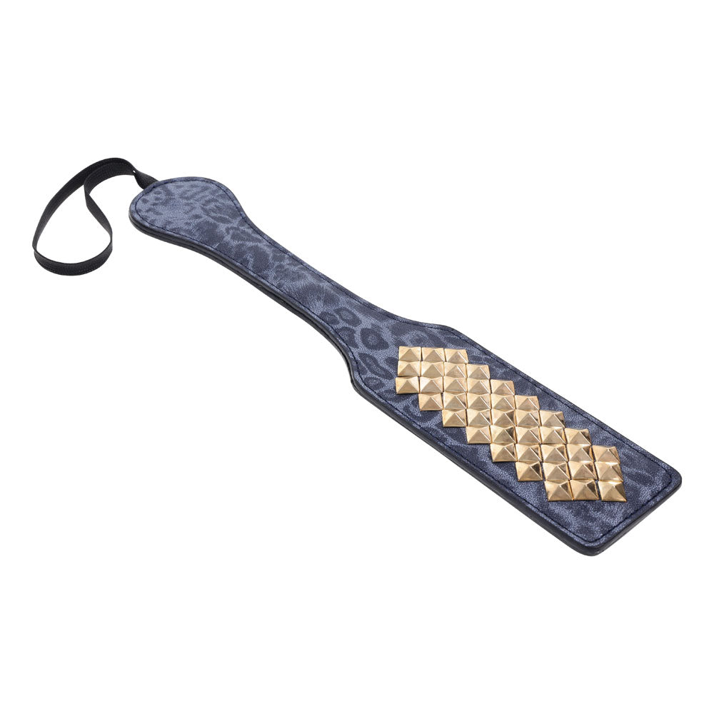 Sex & Mischief Cougar Studded Paddle - Navy Blue with with Gold Studs