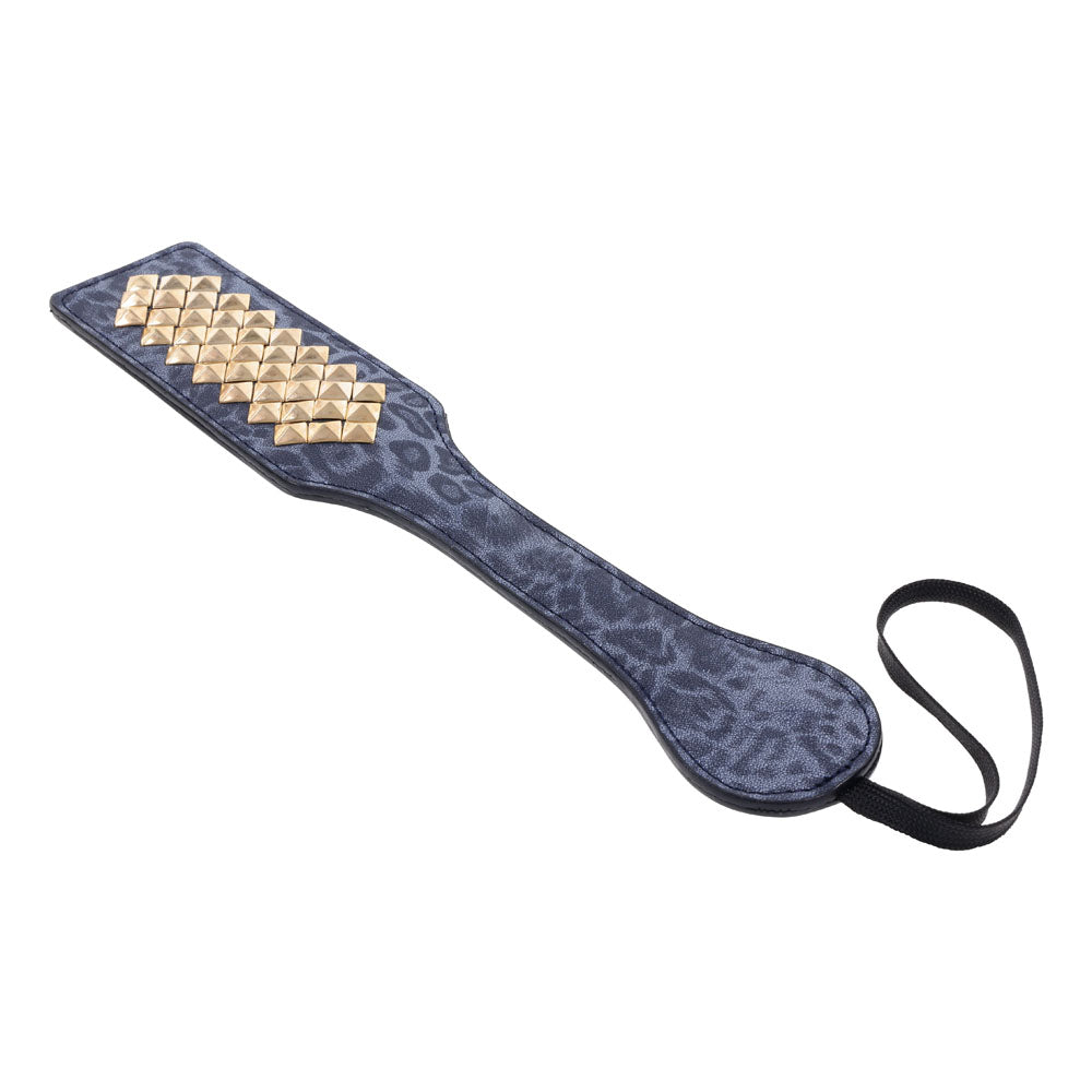 Sex & Mischief Cougar Studded Paddle - Navy Blue with with Gold Studs