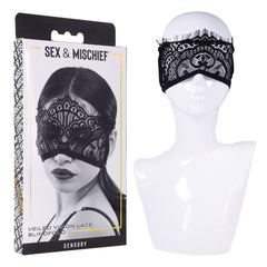 S&M Veiled Vision Lace Blindfold - Black Lace Blindfold