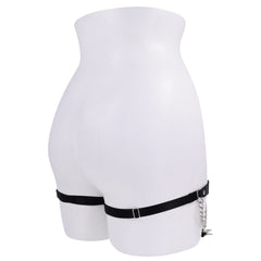 Sex & Mischief Chain Lace Garters - Black/Metal Garters