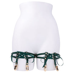 Sex & Mischief Indica Laced Up Garters - Green/Gold Garters - Set of 2
