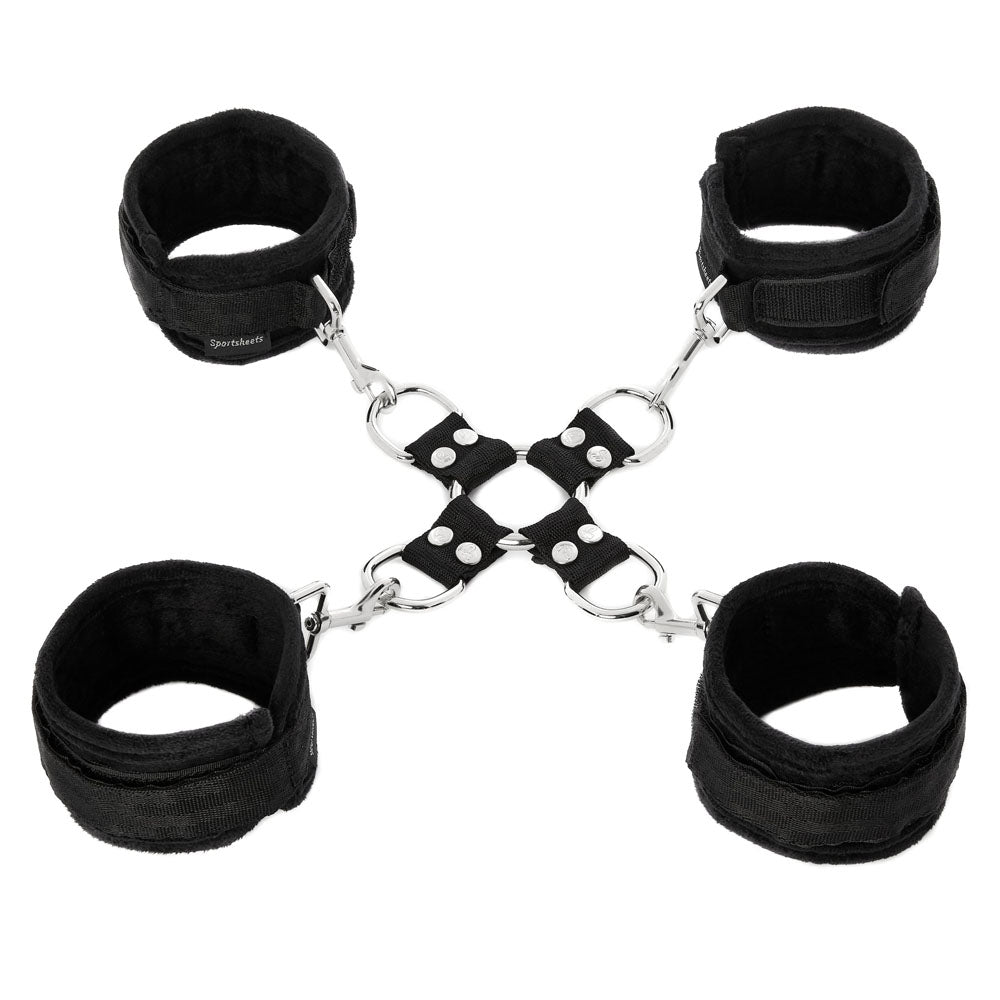 SPORTSHEETS 5 Piece Hot Tie & Cuff Set - Black Restraints