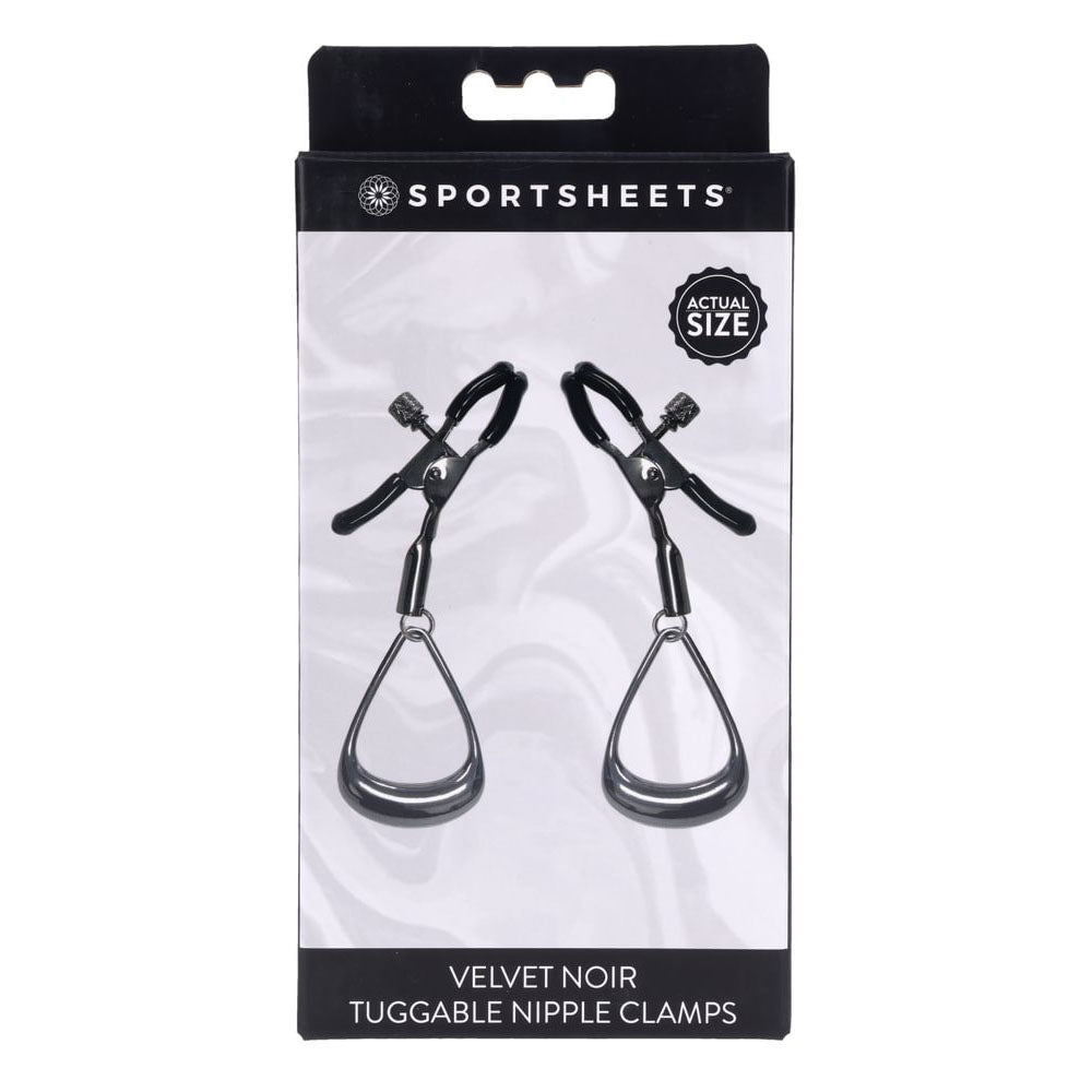 Sportsheets Velvet Noir Tuggable Nipple Clamps - Black